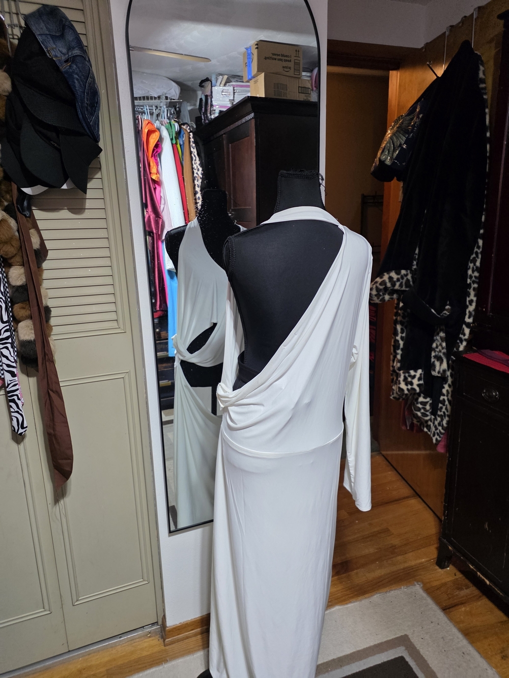 PrettyLittleThing White One-Shoulder Draped Maxi Dress